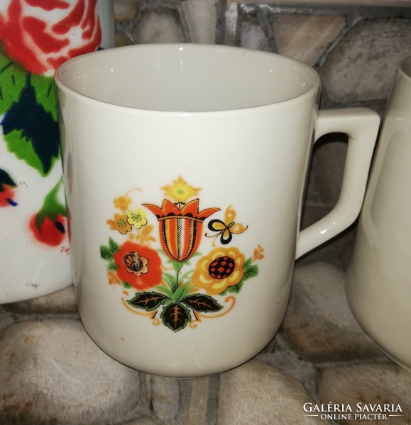 Rare patterned collector zsolnay porcelain mugs, mug, peasant decoration