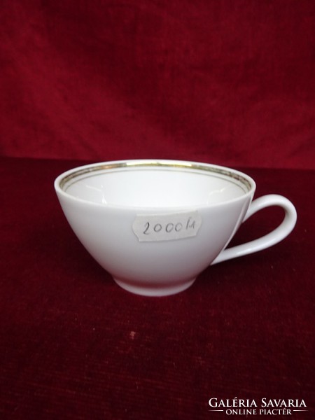 Kahla German porcelain teacup with snow white thick gold border. He has!