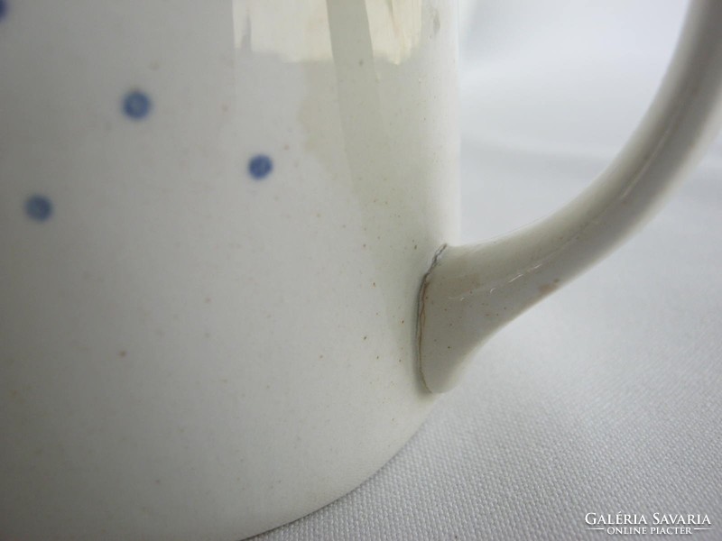Granite ceramic jug with blue dots and 2 mugs