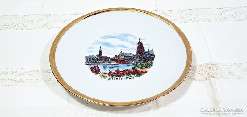 A beautiful German porcelain plate with a Frankfurt cityscape.