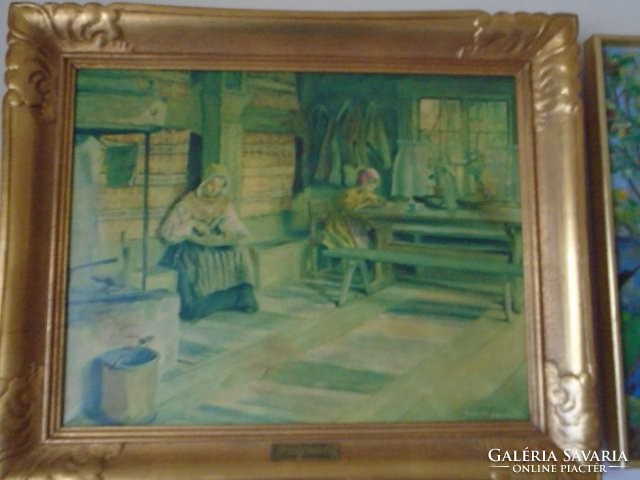 SAM UHRDIN (1886-1964): Dalainteriör, signerad Sam Uhrdin, olja på duk,  68 x 56 cm örök garancia 