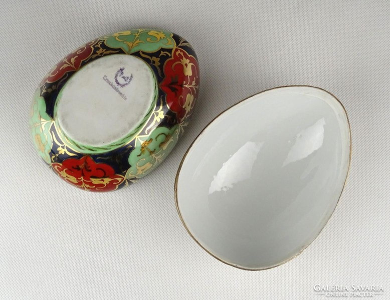 0Z285 Hatalmas jelzett cseh porcelán tojás 1910 k.