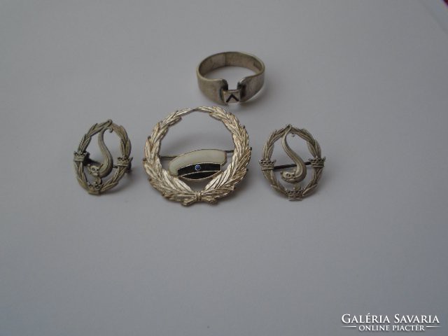 3 db Ezüst nagyméretű babérkoszorú kitüzö  / ajándék ezüst gyűrű ....
