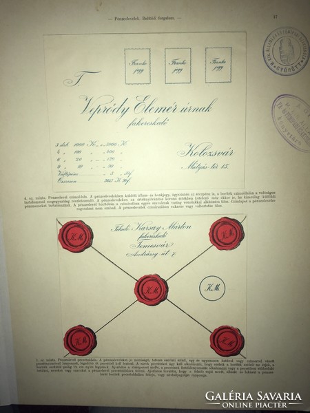 /1905/ postai küldemények felszerelési kellékei./ útmutató/13 mintával és 7 táblázattal!!1905!