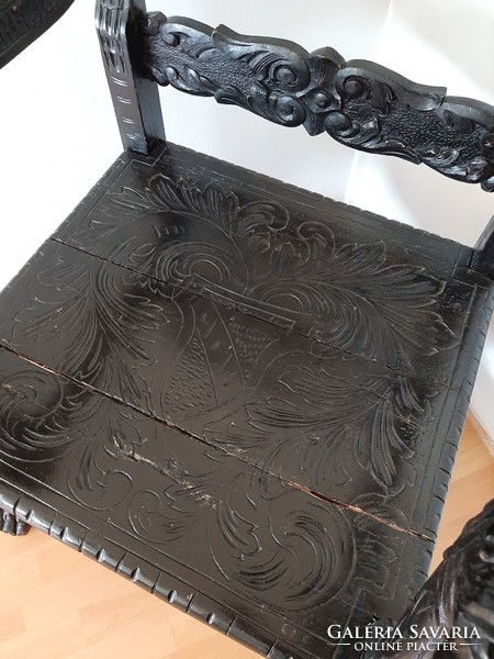 Antique carved throne chair- desk armchair- Neo-Renaissance armchair around 1880