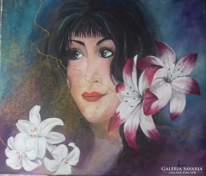 A Nő - Liliomokkal című festmény