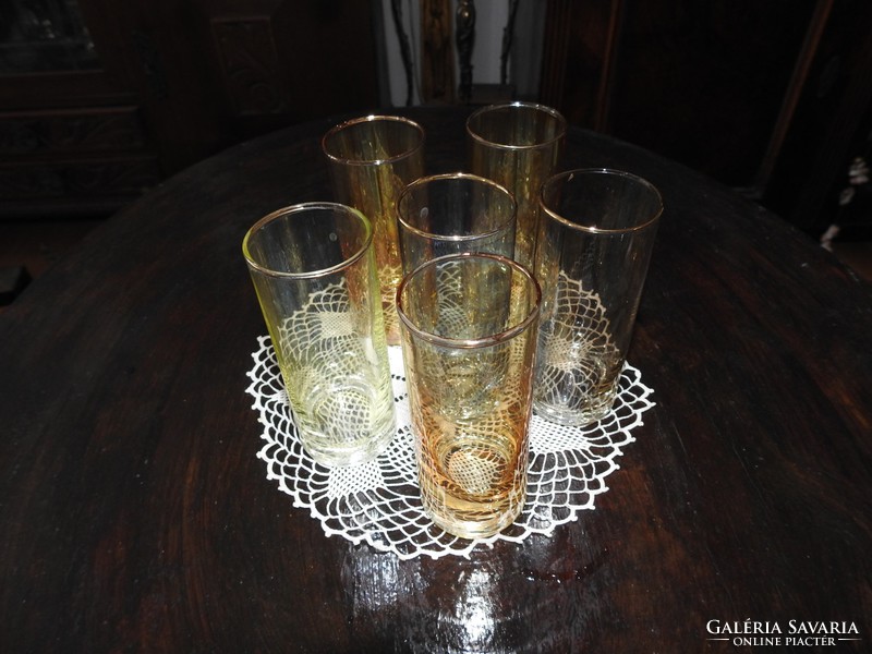 Vintage cylindrical colored glass liqueur set