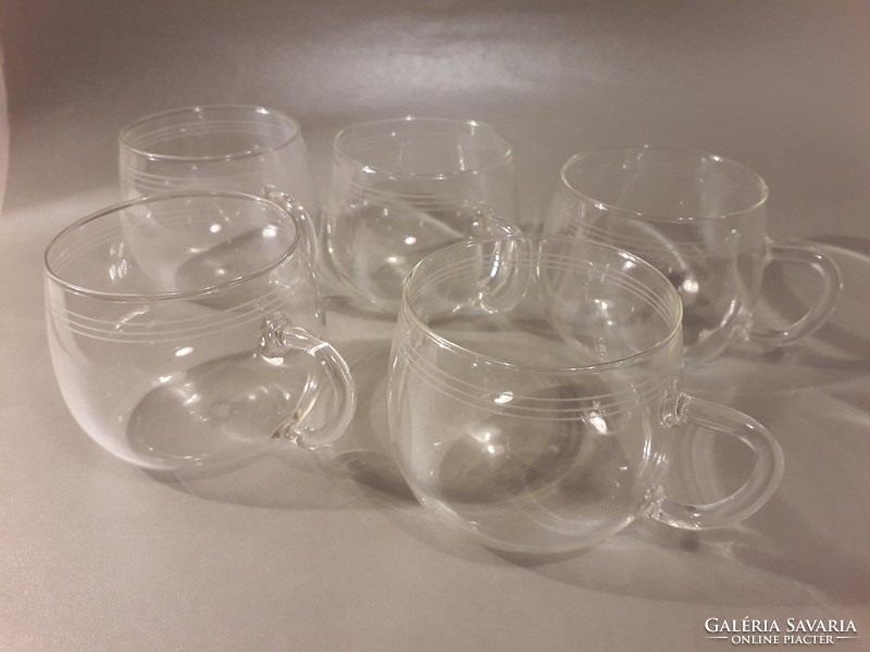 Schott&Gen Jena glass jelzett üveg jeges vagy forró teás füles pohár készlet 5 darabos