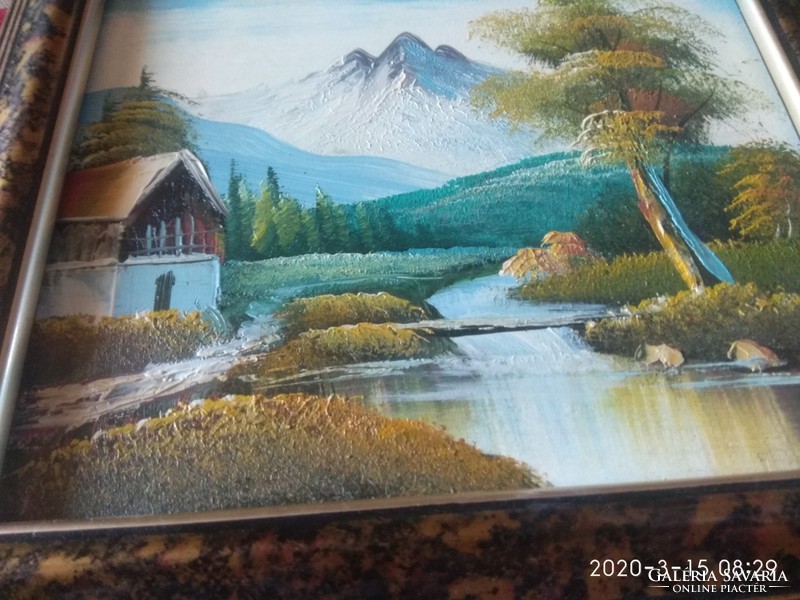 Ház a patak mellett festmény