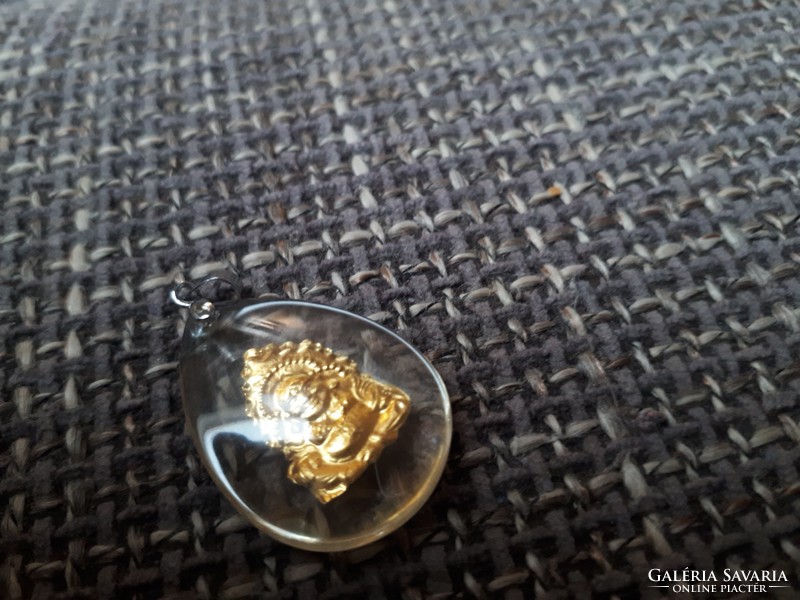 925 ös ezüst kapcsos aranyozott Buddha medál