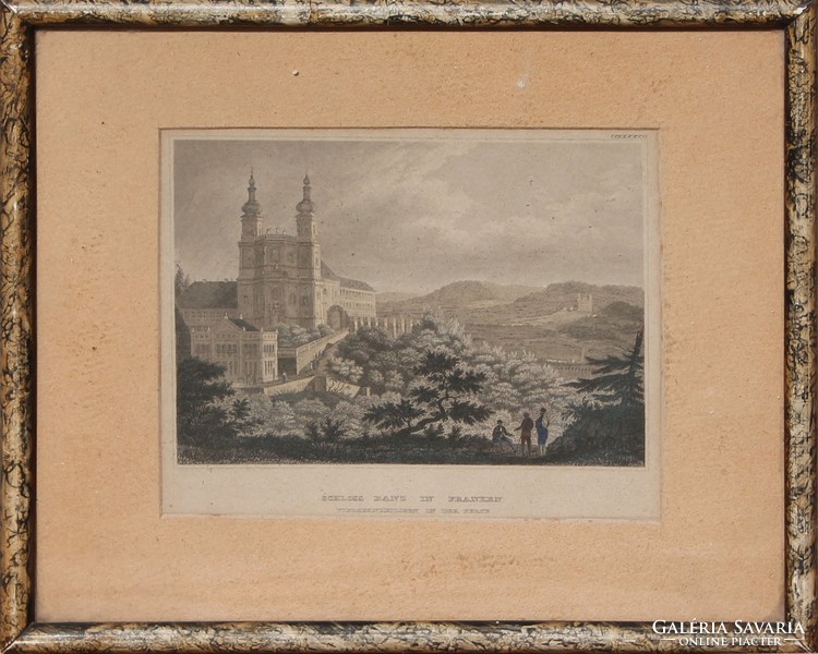 XIX. Century engraving: the former Benedictine abbey of Banz in Germany