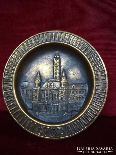 Bronze wall plate, monument to Győr, town hall, diameter 18.5 cm. He has!