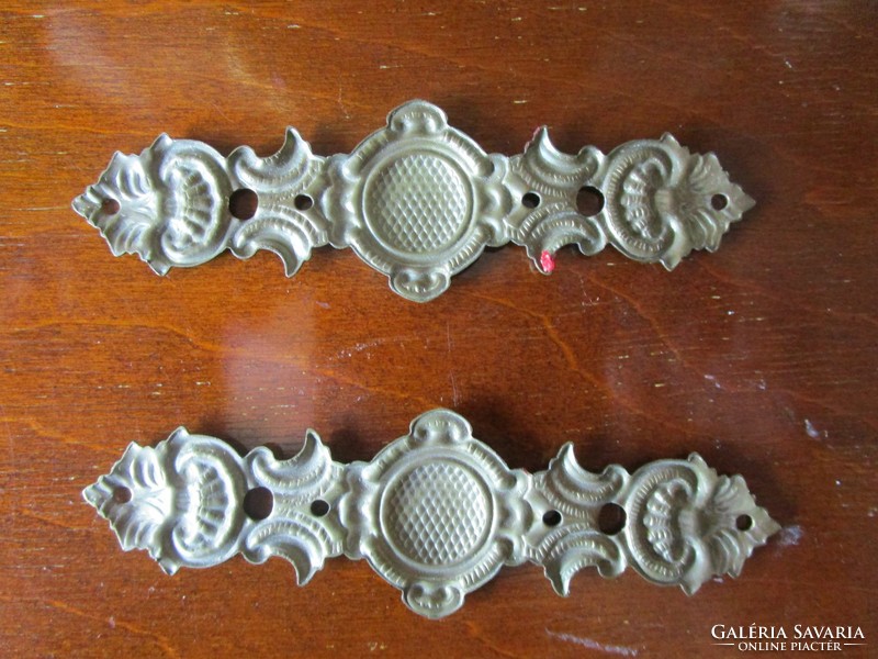 Art Nouveau label for furniture restoration, double antique brass brass ornament, 105 x 30 mm