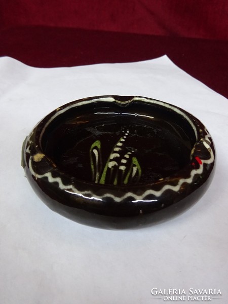 Glazed ceramic ashtray with lily of the valley pattern, diameter 9 cm. He has!