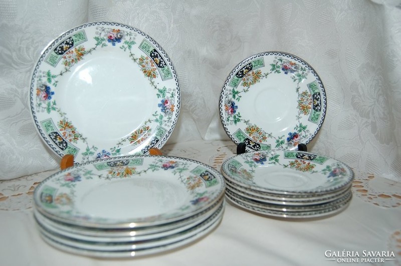 English Delphine crown bone china porcelain trio breakfast set for 5 people