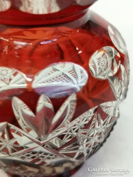 Crystal vase with silver rim, polished -04227