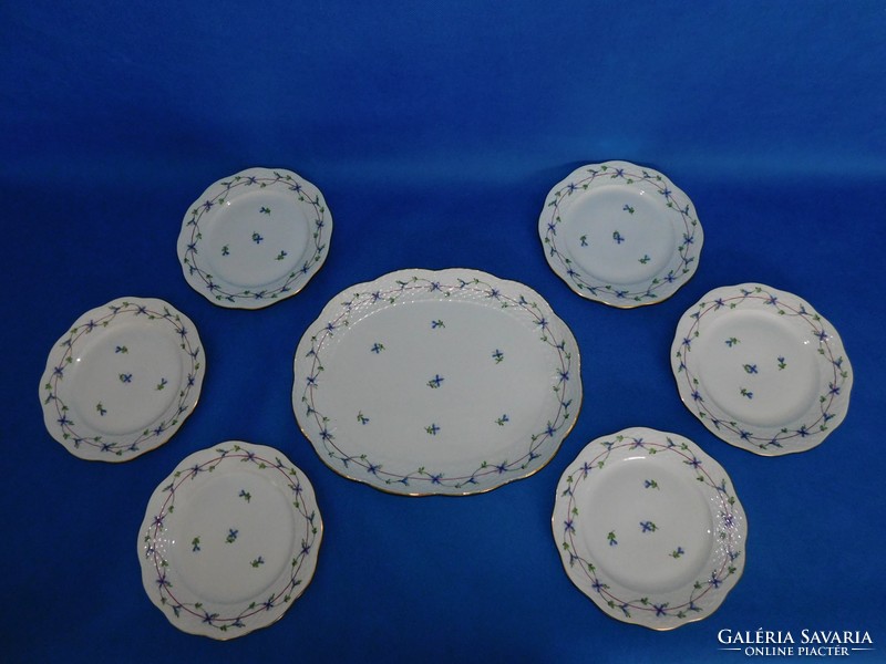 Herend petits bleuets en guirlande pattern 6 sz cookie set