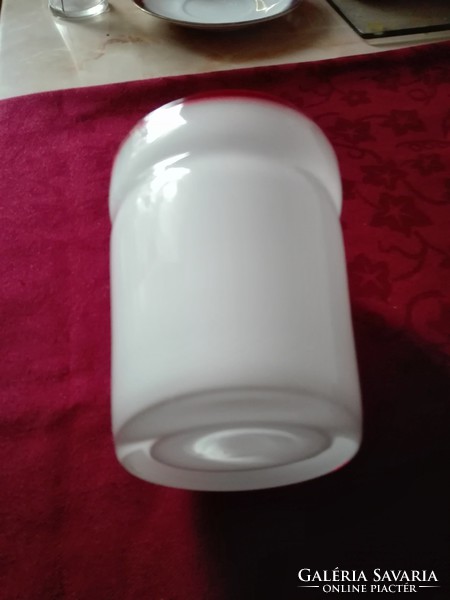 Hófehér fújt üveg pohár/váza,  10,5 cm magas