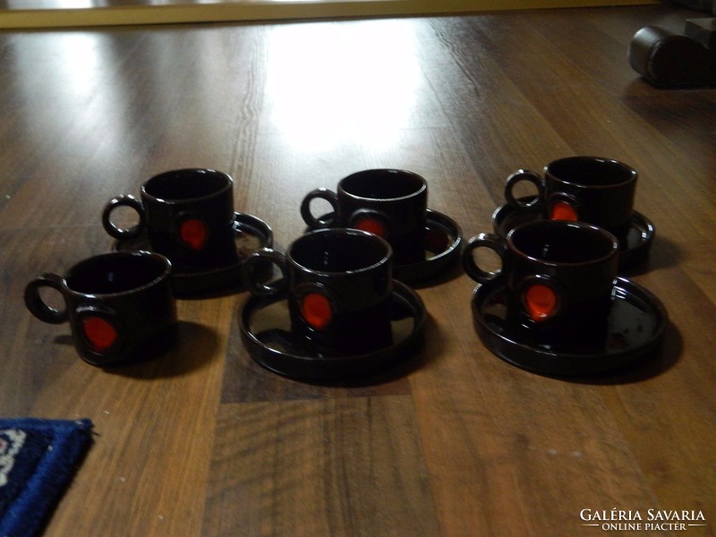 Kovács Éva art deco kerámia kávés csésze készlet