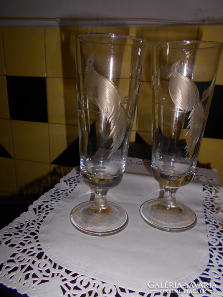 Betrothed couple's chalice 2 pcs polished - particularly beautiful peacock pattern.