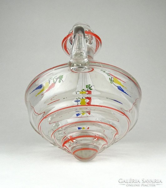 0Z953 Régi különleges festett pálinkás üveg dugóval ~ 1930 körüli