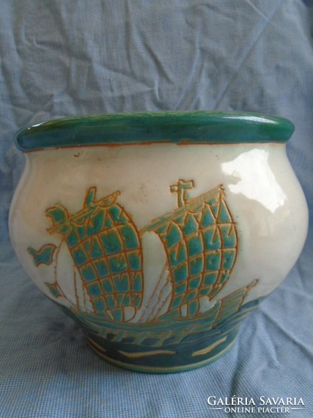 Régi kínai kaspó cserép váza a XIX sz. ból  igazi antik darab 