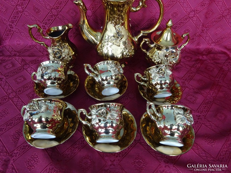 German porcelain coffee set, 6 persons, gilded. He has!