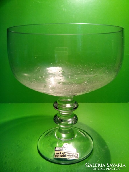 A rare form! Eisch marked bubble silver pearl glass vase goblet