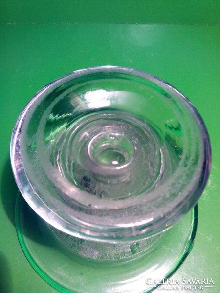 Ritka szín! EISCH jelzett buborékos zöld peremű üveg gyertyatartó cukorka kínáló jelzett eredeti
