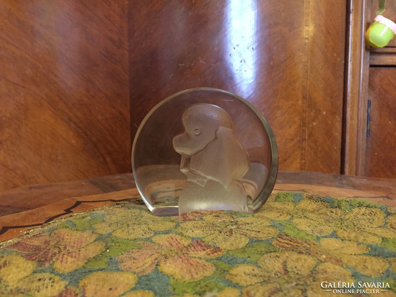 Glass poodle paperweight