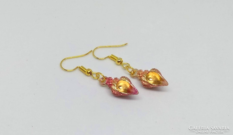 18K gold plated pink sea snail earrings