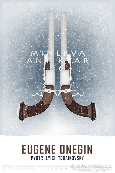 Csajkovszkij: Anyegin, opera plakát, opera poszter, párbajpisztoly, orosz puszta, hóesés