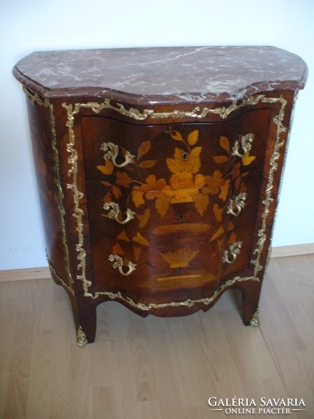 Antique marquetry chest of drawers, small