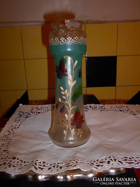 Art Nouveau hand painted enamel vase