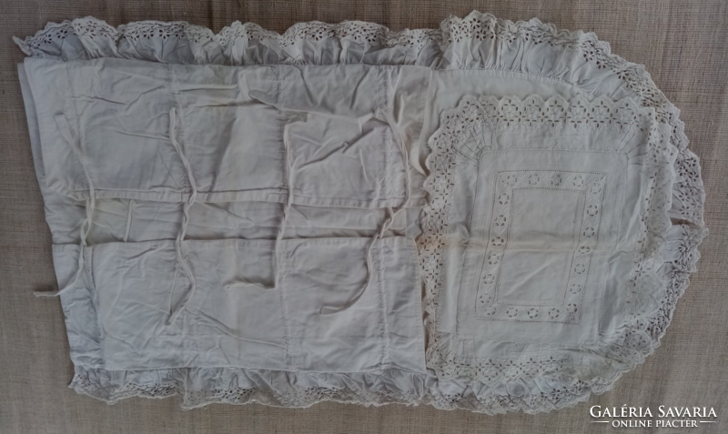 Antique linen and crochet lace wrap