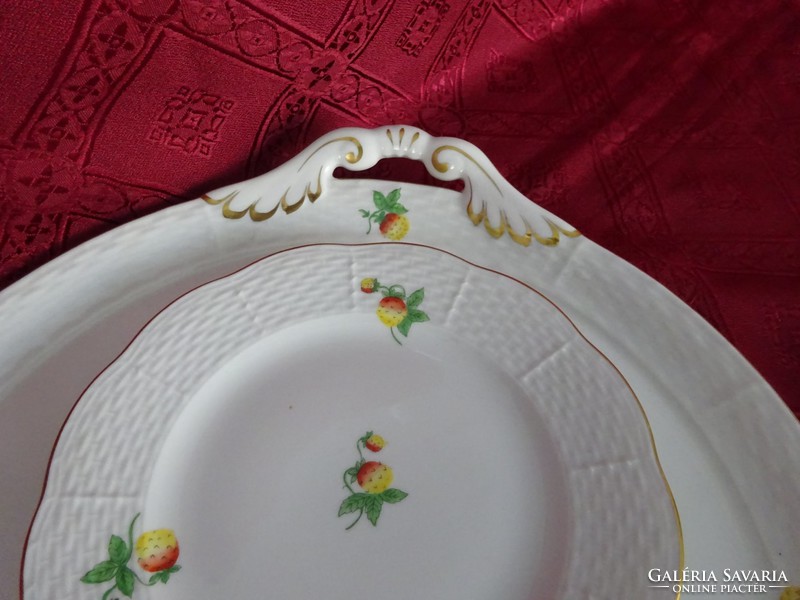 Herend porcelain cake set, seven pieces, strawberry pattern. He has!
