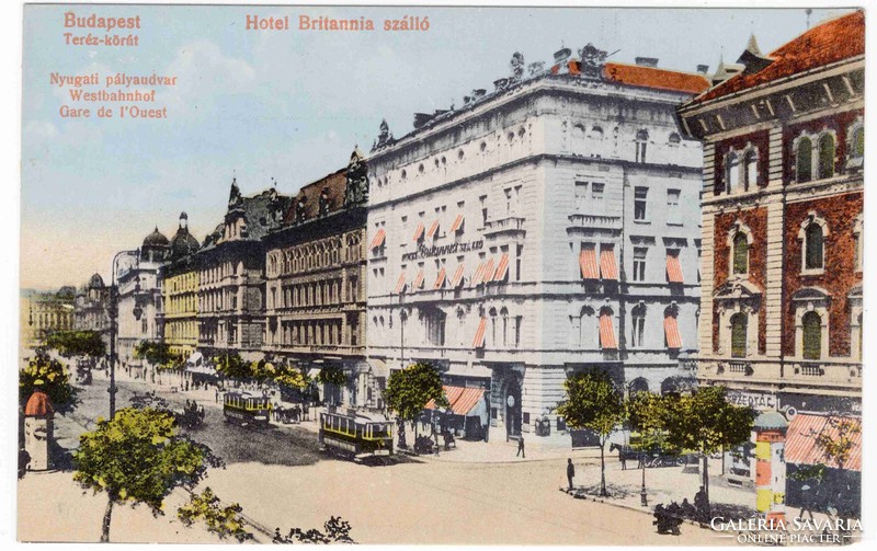 Hotel Britannia képeslap, Budapest Teréz krt. 1917