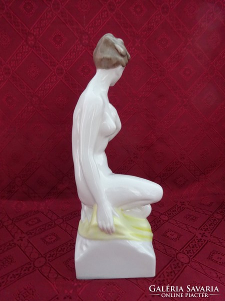 Hollóházi porcelán női akt szobor, magassága 30 cm. Számozott. Vanneki!
