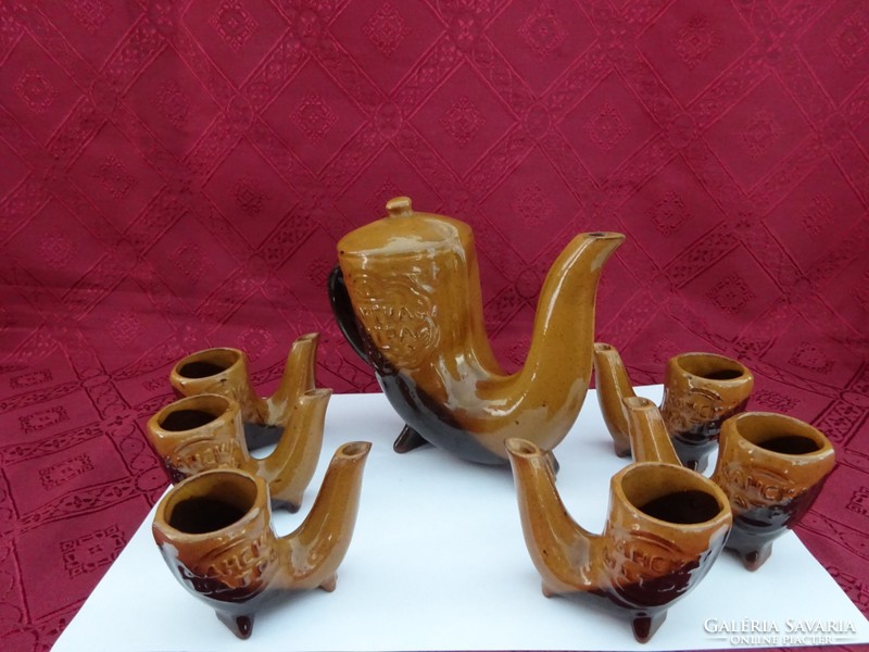 Xahcka scatpa, khan tent brandy set. Glazed pottery, 6 eyes. Spout height 13 cm. He has!