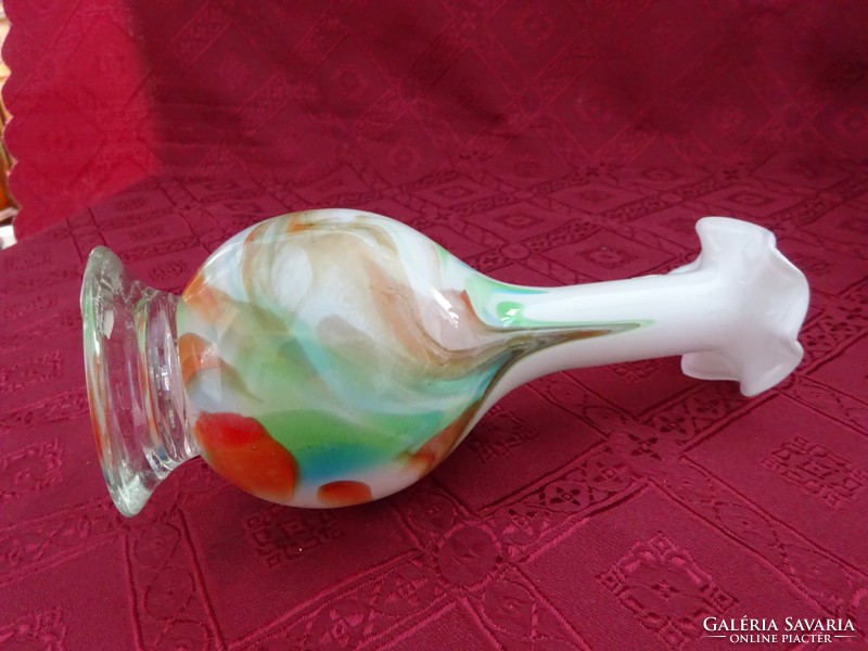 Fodros szélű Muranoi üveg váza, magassága 21,5 cm. Vanneki! Jókai.