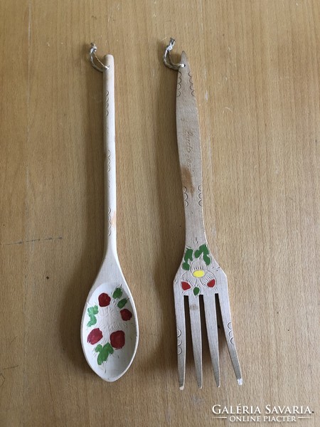 Wooden spoon, wooden fork (wall decoration)