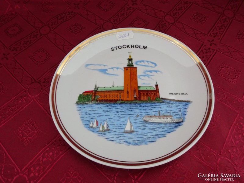 German porcelain decorative plate with Stockholm skyline, diameter 19 cm. He has!
