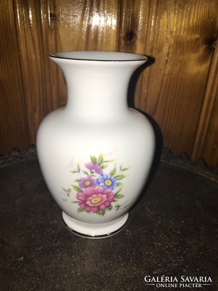 Hollóháza virág mintás öblös váza porcelán
