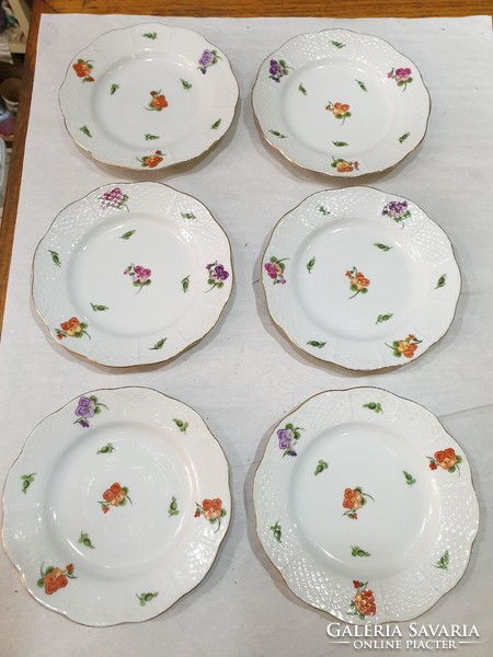 6 Old Herend cake plates