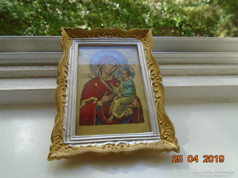 Gilded embossed wax frame icon 11.5x8.5 cm