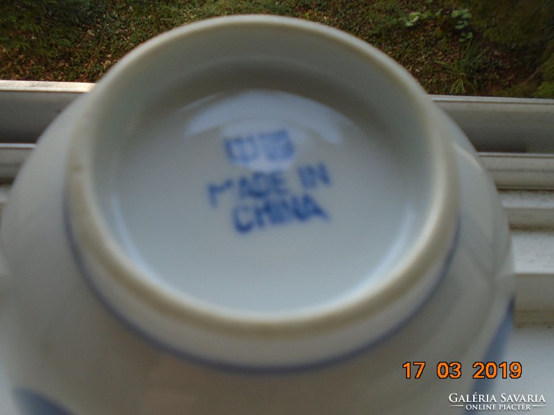 Hand-glazed cobalt blue Chinese bowl with a fish pattern