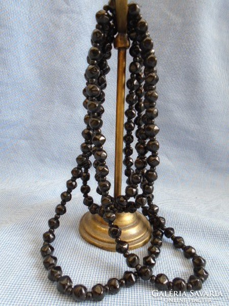 Particularly beautiful onyx necklace, double row, antique piece, 126 cm long, 376, p ost1460 ft