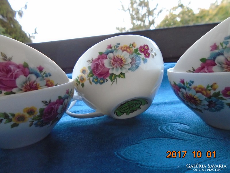Royal Dutch manufactory tea cup with rose flower bouquet 5 pcs