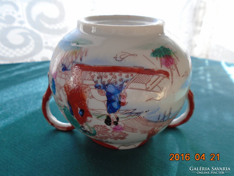 Geishas in the garden Japanese hand-painted large sugar bowl