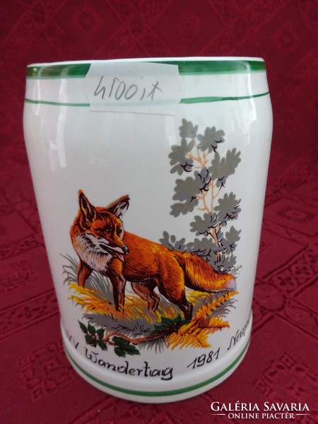 Granite porcelain beer mug with fox figure, ivv wandertag 1981 Neupőlla inscription. There are good ones.!